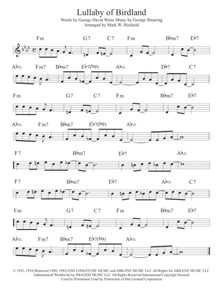 Lullaby Of Birdland (arr. Mark W. Huxhold)
