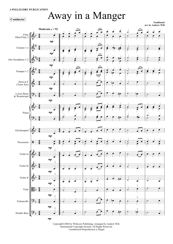 Christmas Carols Selection (Concert Band/String Orchestra) (arr. Andrew Will)