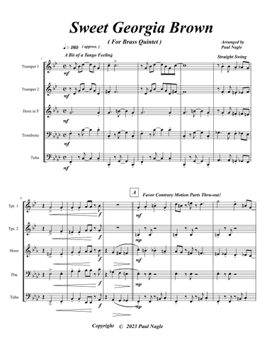 Sweet Georgia Brown (arr. Paul Nagle)