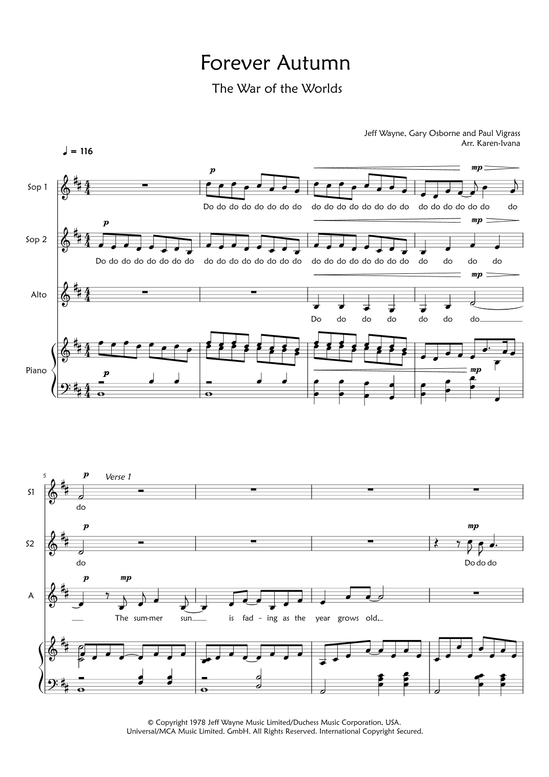 Forever Autumn (arr. Karen Ivana)