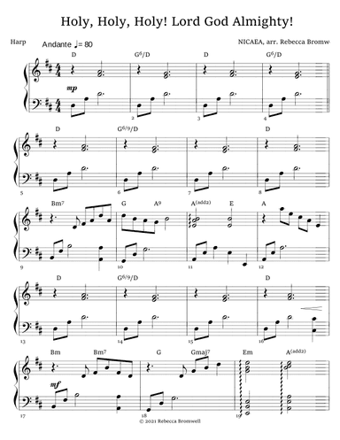 "Holy, Holy, Holy, Lord God Almighty!" - Score Only (arr. Rebecca Bromwell)