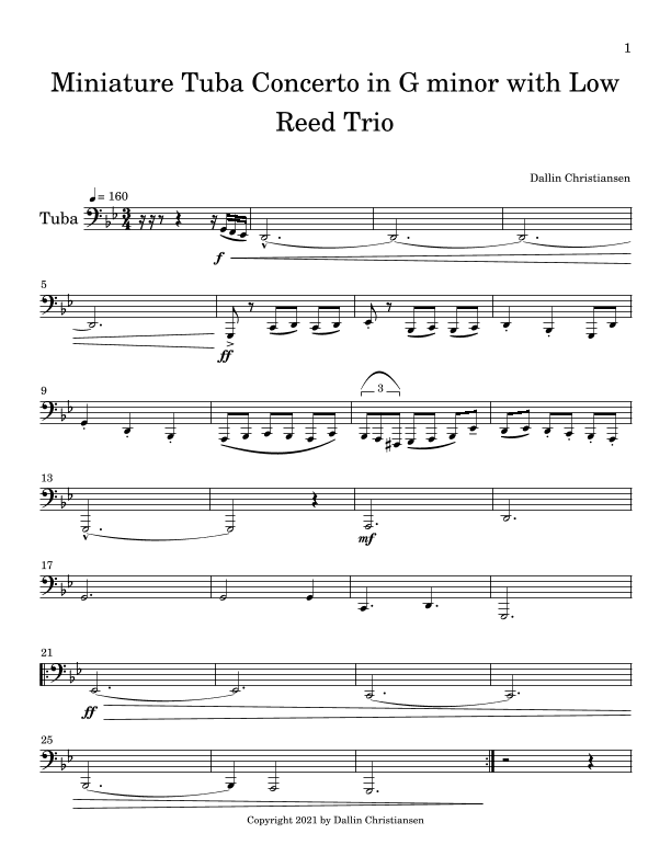 Miniature Tuba Concerto in G Minor