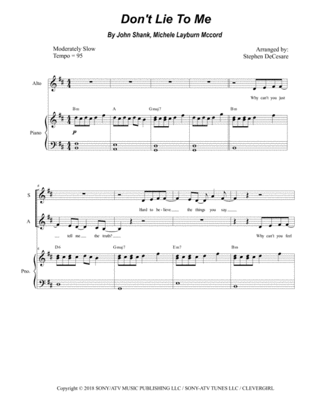 Don't Lie To Me (arr. Stephen DeCesare)