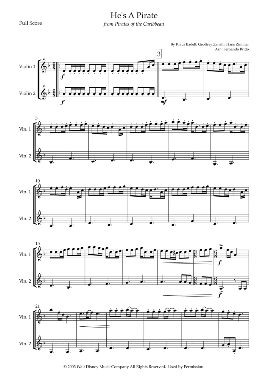 He's A Pirate (arr. Fernando Britto)