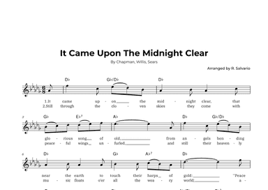 It Came Upon The Midnight Clear (Key of D-Flat Major) (arr. R. Salvario)