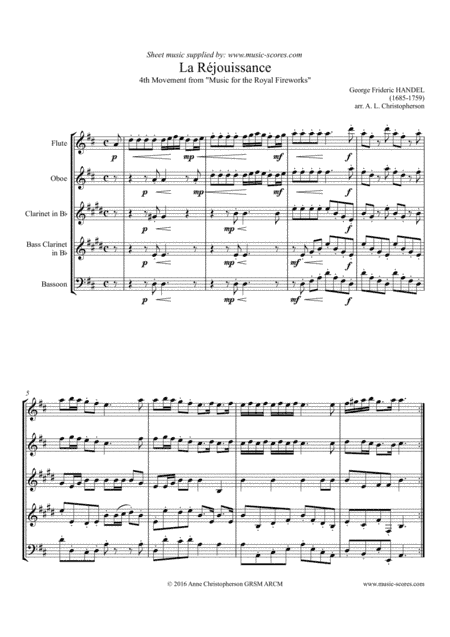 La Réjouissance - Flute, Oboe, Clarinet, Bass Clarinet and Bassoon (arr. Anne Christopherson GRSM ARCM)
