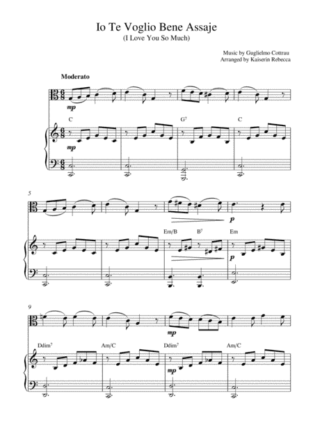 Io Te Voglio Bene Assaje (I Love You So Much) (arr. Kaiserin Rebecca)