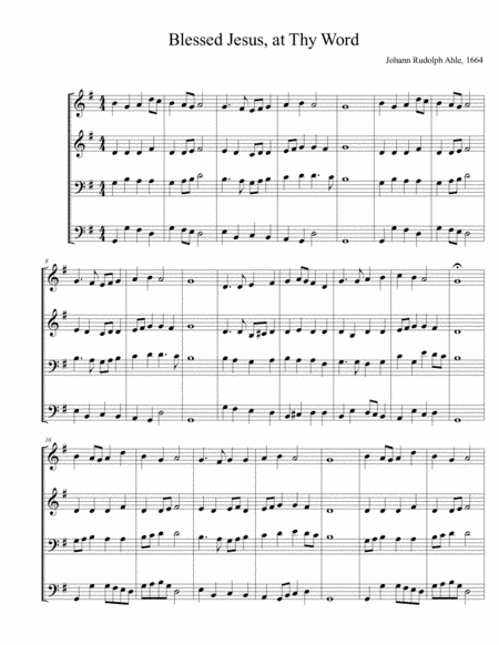 Blessed Jesus, At Thy Word for Recorder Quartet (arr. Harmony Corelli)