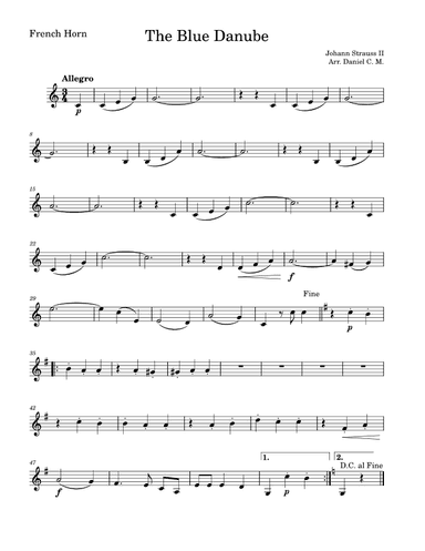 The Blue Danube for french horn (easy) (arr. Daniel C. M.)