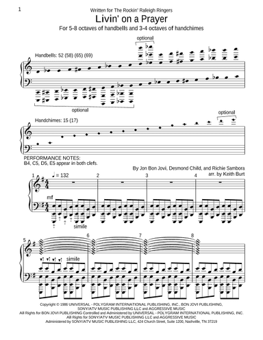Livin' On A Prayer - Score Only (arr. Keith Burt)