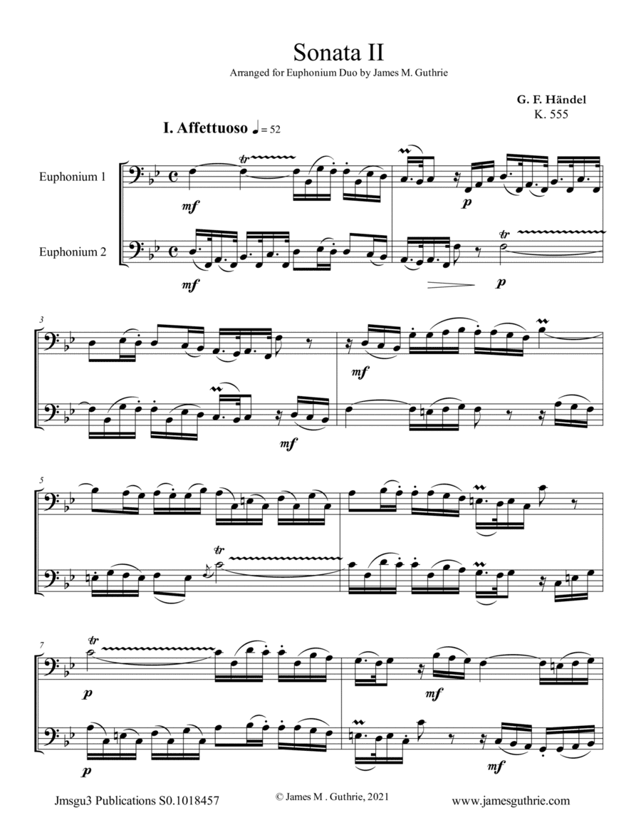 Handel: Sonata No. 2 for Euphonium Duo (arr. James M. Guthrie)