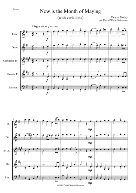 Now is the Month of Maying with variations for wind quintet (arr. David Warin Solomons)
