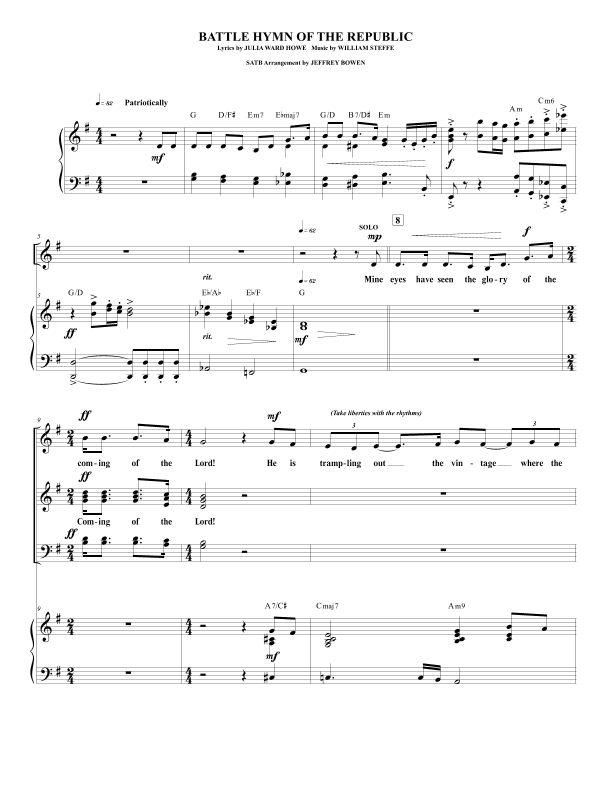 Battle Hymn Of The Republic (arr. Jeffrey Bowen)