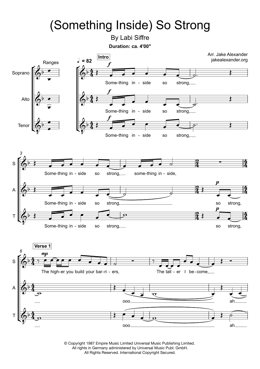 (something Inside) So Strong (arr. Jake Alexander)