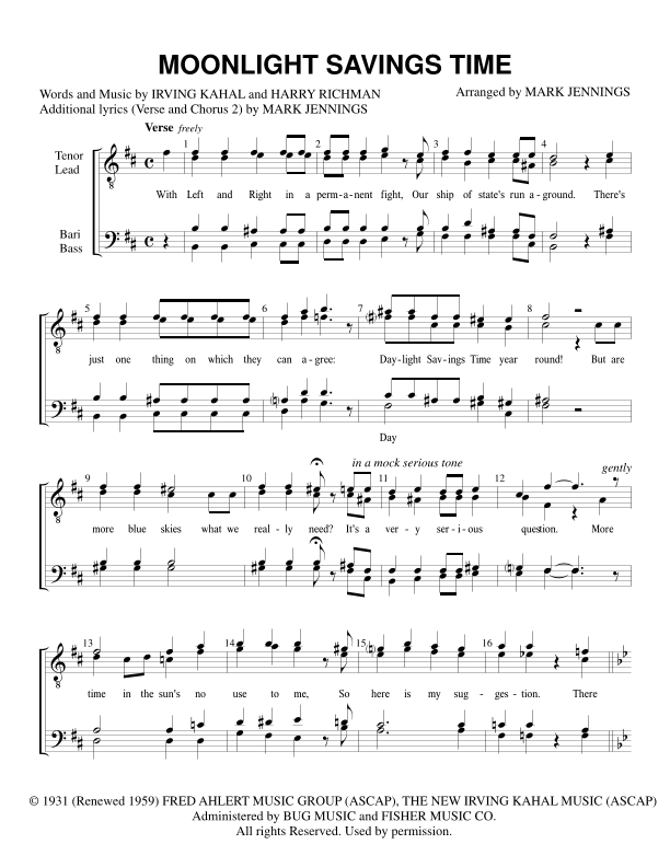 (there Ought To Be A) Moonlight Saving Time (arr. Mark Jennings)