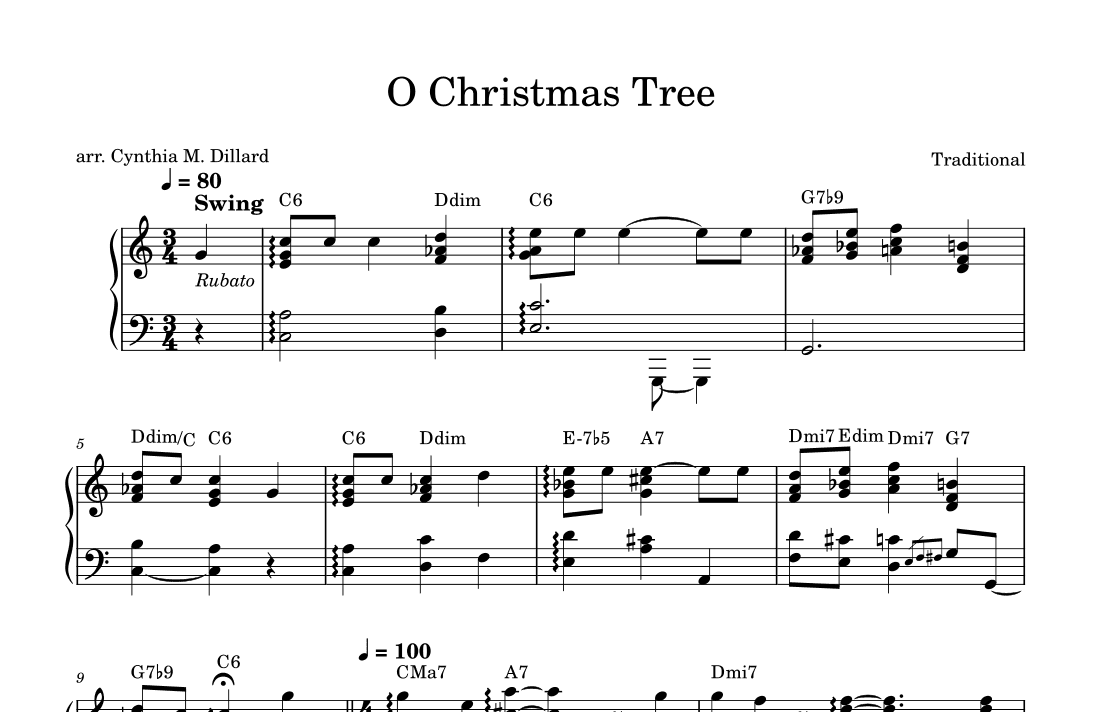 O Christmas Tree - Jazz & Stride piano, intermediate level (arr. Cynthia Marie Dillard)