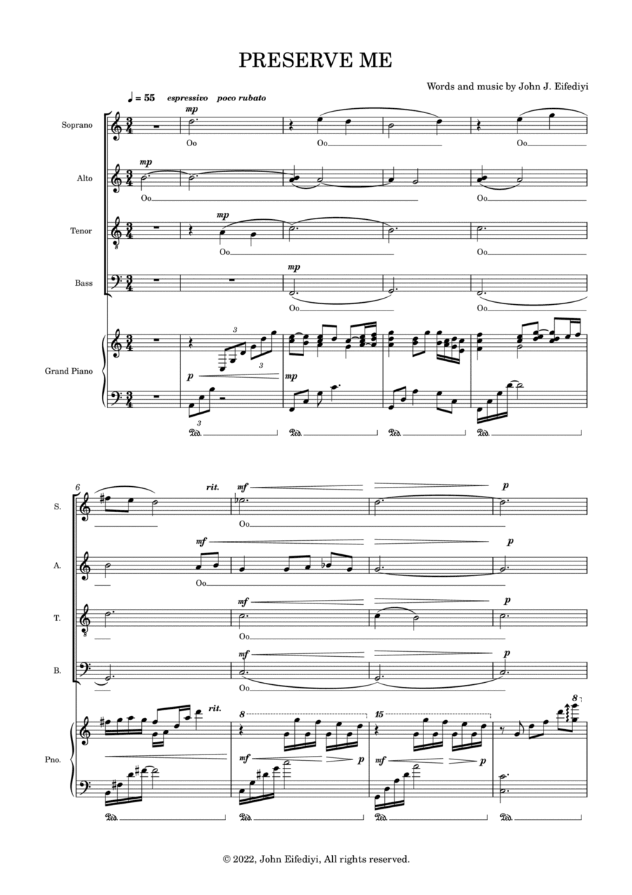 Preserve me (SATB and Piano)