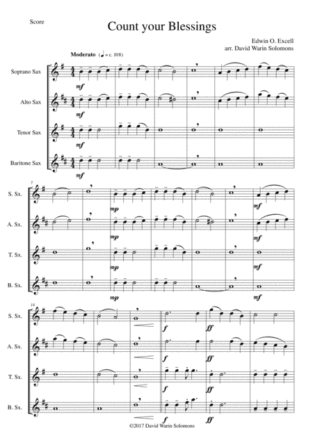 Count your blessings for saxophone quartet (arr. David Warin Solomons)