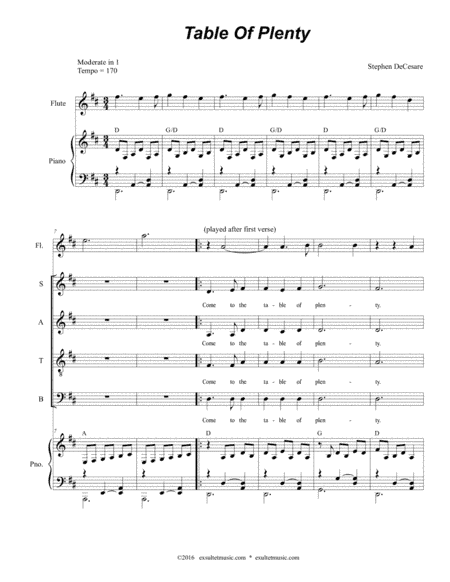 Table of Plenty (Vocal solo and SATB)