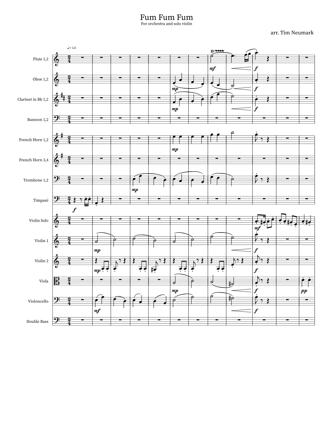 Fum, Fum, Fum (for orchestra and solo violin) (arr. Tim Neumark)