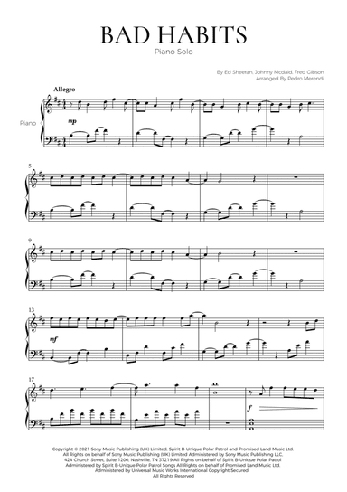 Bad Habits (arr. Pedro Merendi)