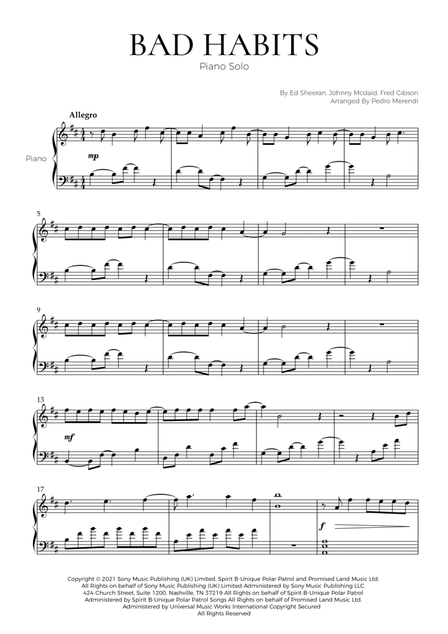 Bad Habits (arr. Pedro Merendi)
