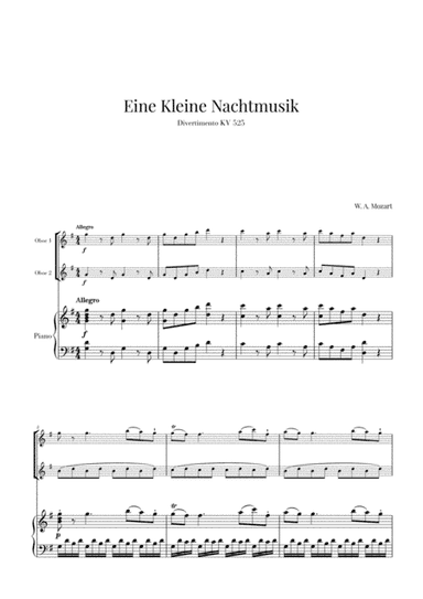 Eine Kleine Nachtmusik for 2 Oboes and Piano (arr. Cadenza Editions)