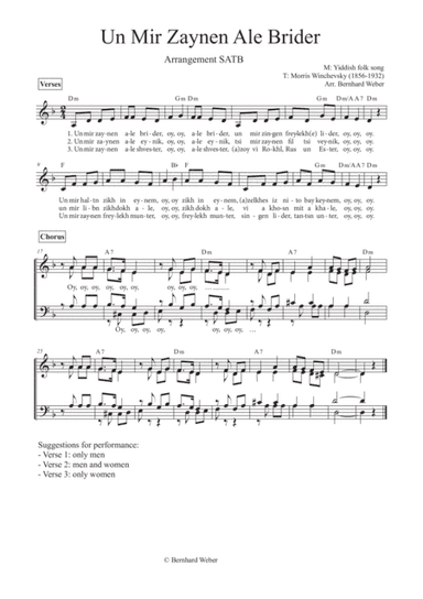 Un Mir Zaynen Ale Brider (SATB) (arr. Bernhard Weber)