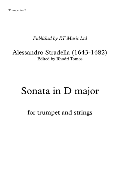 Stradella - Sonata in D major for trumpet and 8 strings. Trumpet solo parts. (arr. Rhodri Tomos)