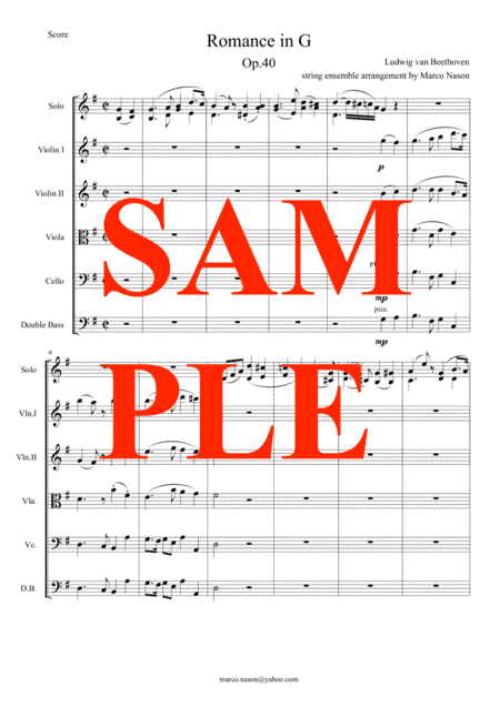 Beethoven Romance in G for violin and strings op.40 (arr. Marco Nason)