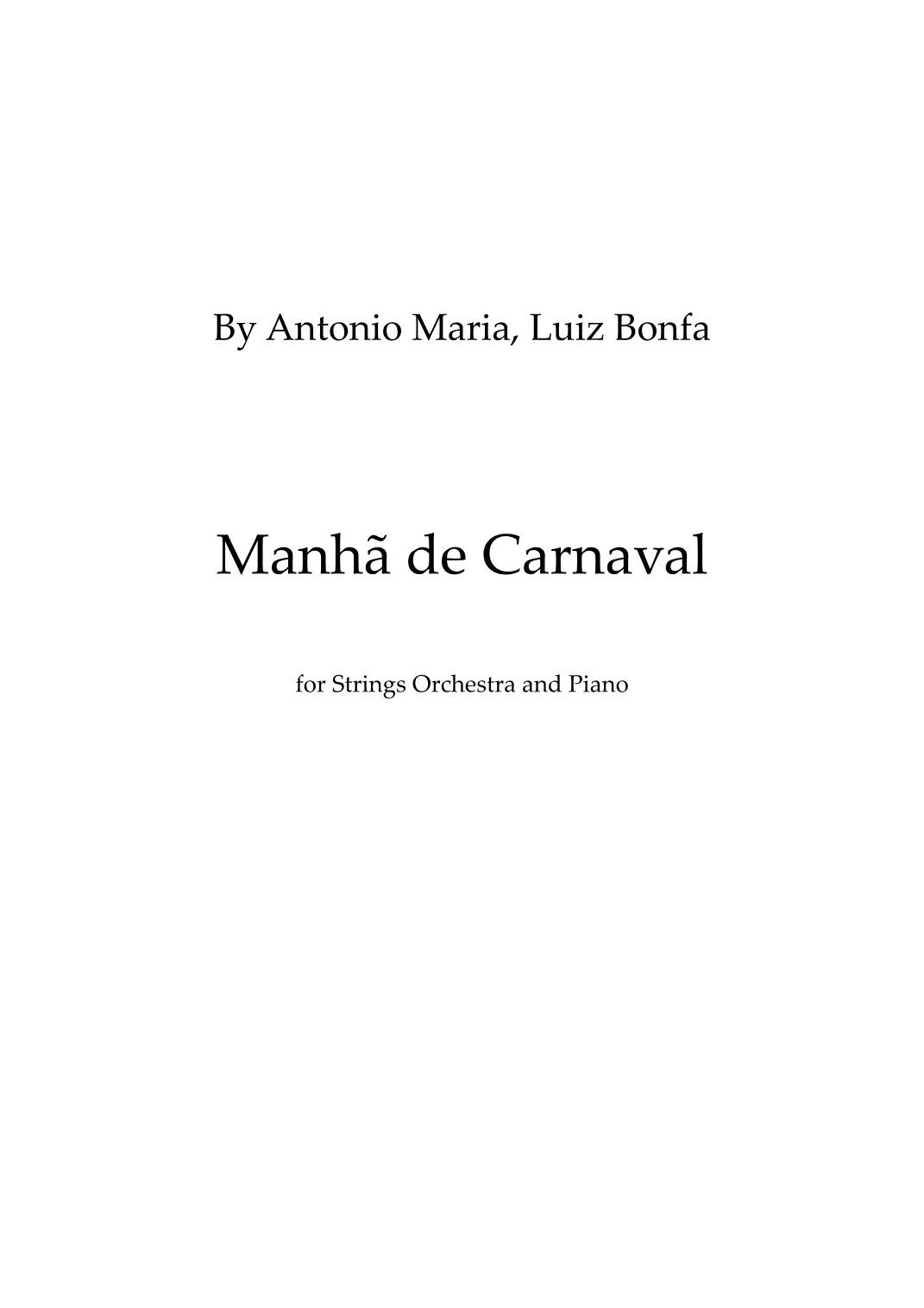 Manha De Carnaval (arr. Lipe Portinho)