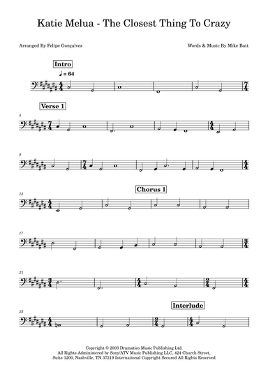 The Closest Thing To Crazy (arr. Felipe Gonçalves)