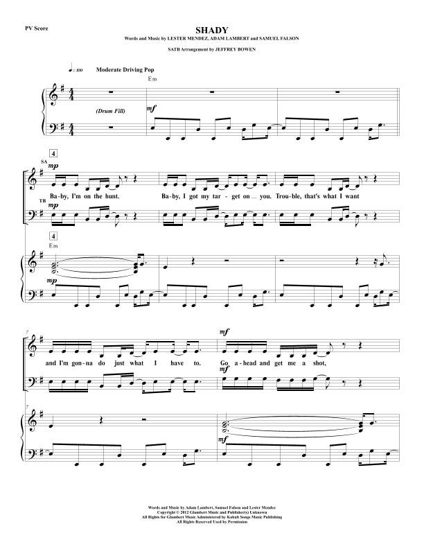 Shady (arr. Jeffrey Bowen)