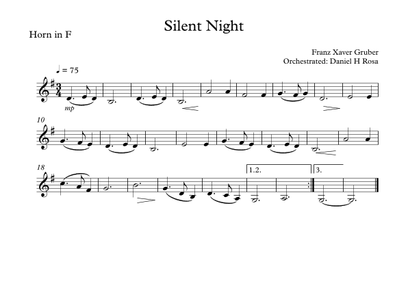 Silent Night - Christmas Carol - Horn in F (arr. Daniel H Rosa)
