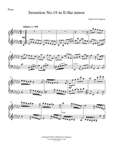 Invention No.19 in E-flat minor