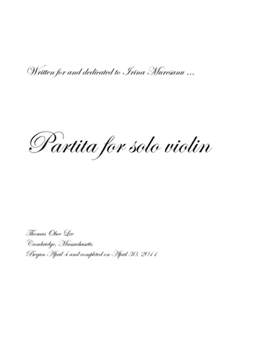 Partita for Solo Violin (2011)