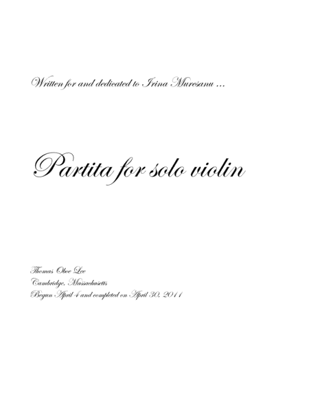 Partita for Solo Violin (2011)