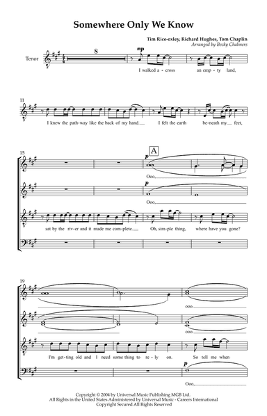 Somewhere Only We Know (arr. Becky Chalmers)