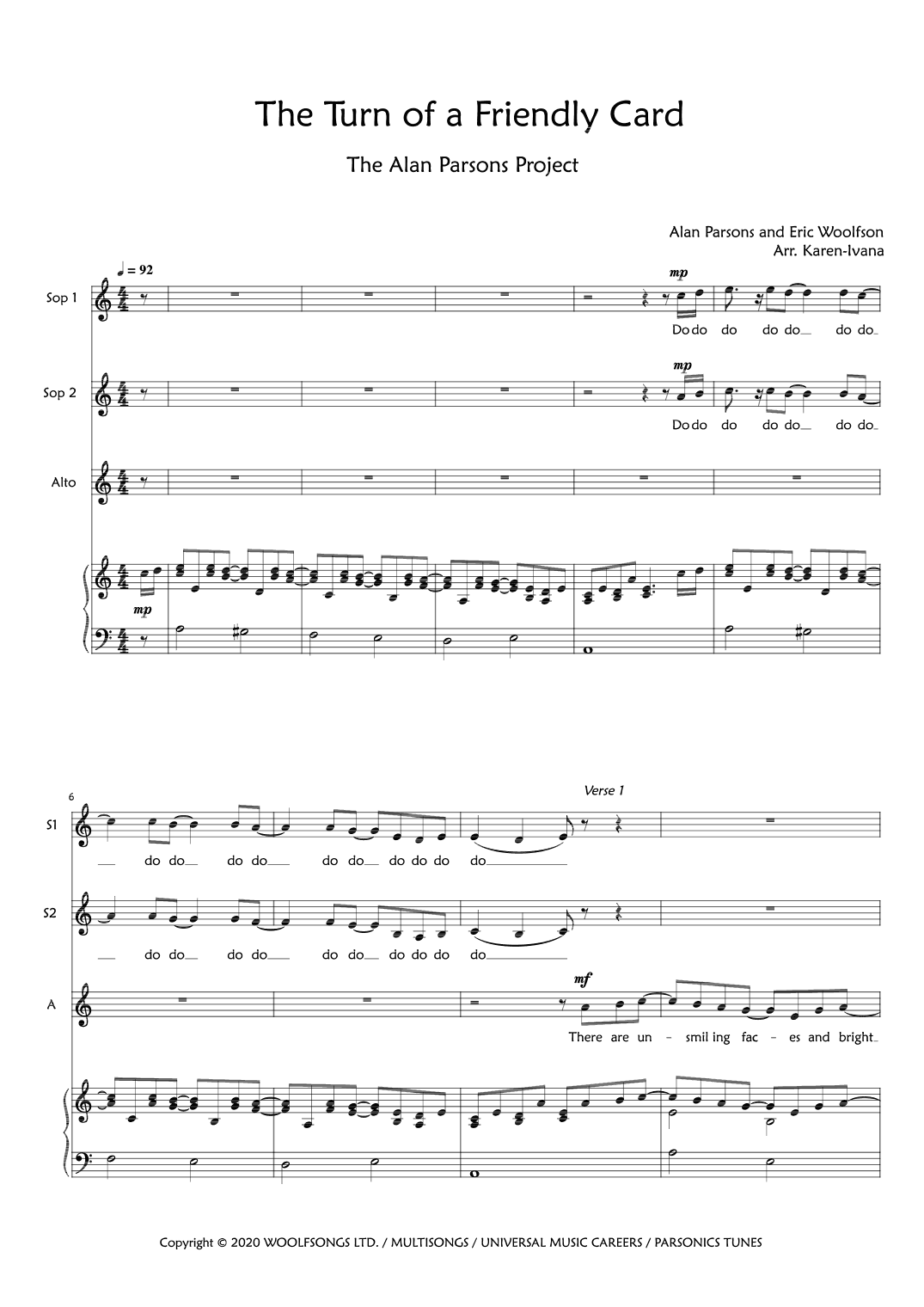 The Turn Of A Friendly Card (part One) (arr. Karen Ivana)
