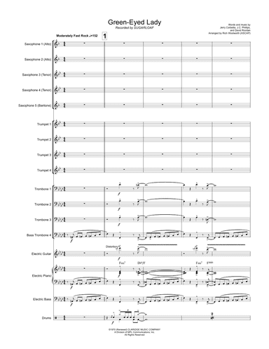 Green-eyed Lady (arr. Rich Woolworth)