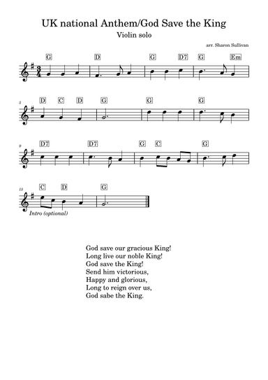 UK National Anthem/God Save the King (arr. Sharon Sullivan)