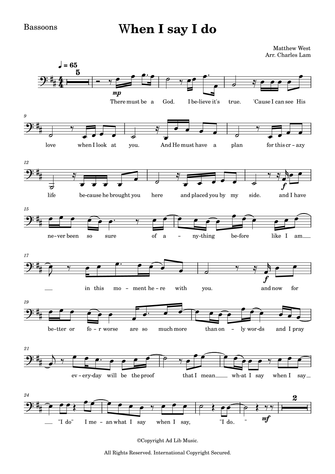 When I Say I Do (arr. Charles Lam)
