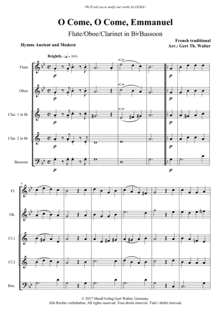 O Come, O Come, Emmanuel (arr. Gert Th. Walter)