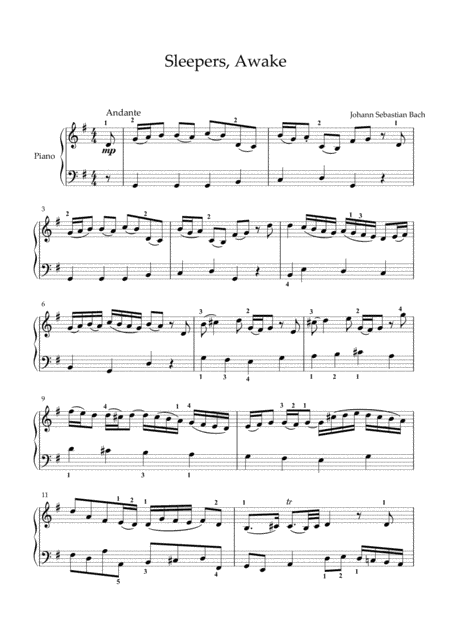 Bach - Sleeper awake (easy piano arrangement) (arr. MPS)