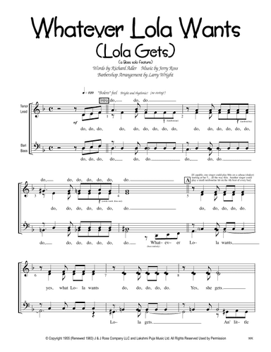 Whatever Lola Wants (lola Gets) (arr. Larry Wright)