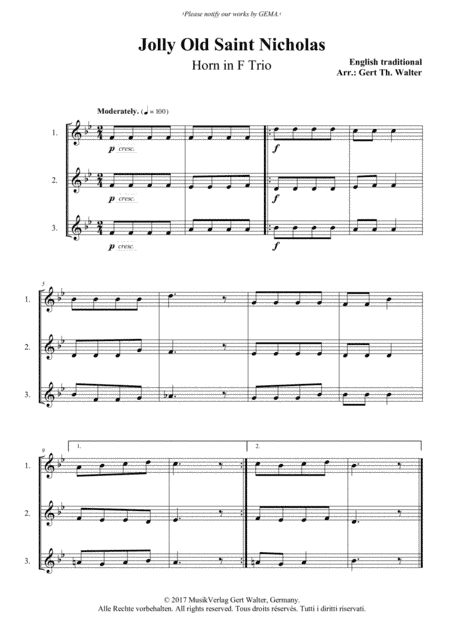 Jolly Old Saint Nicholas (arr. Gert Th. Walter)