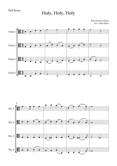 Holy, Holy, Holy (Traditional Christian Song) for Viola Quartet (arr. Fabio Britto)