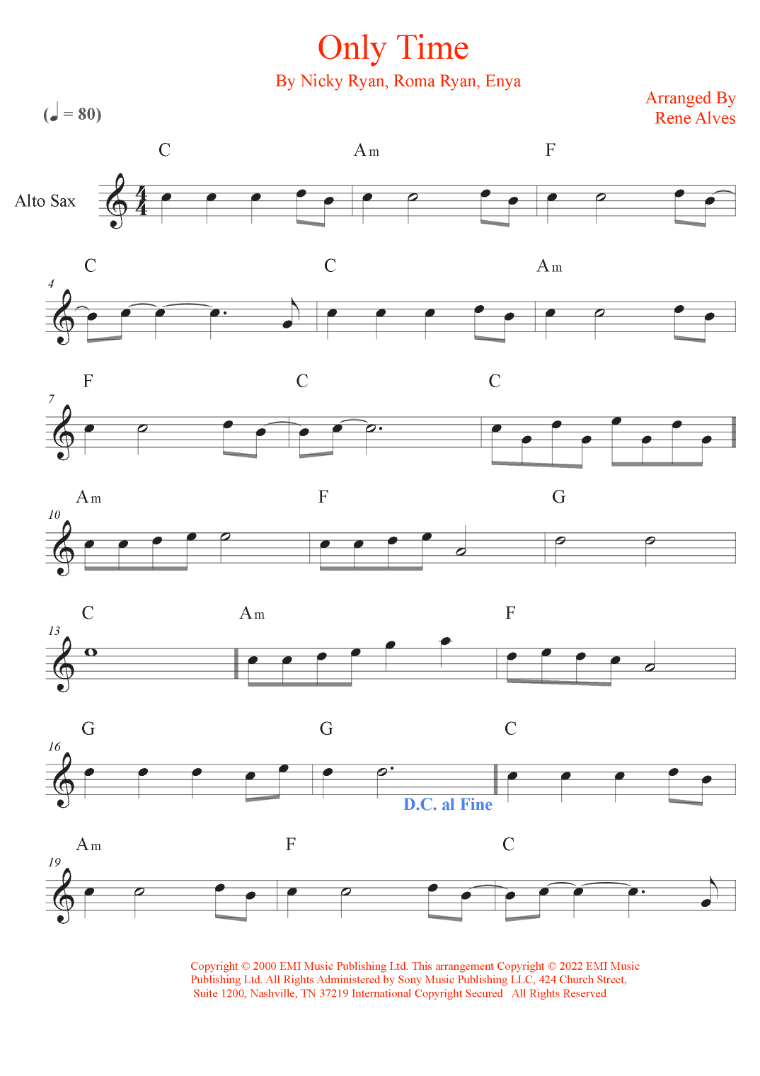 Only Time (arr. Rene Alves)