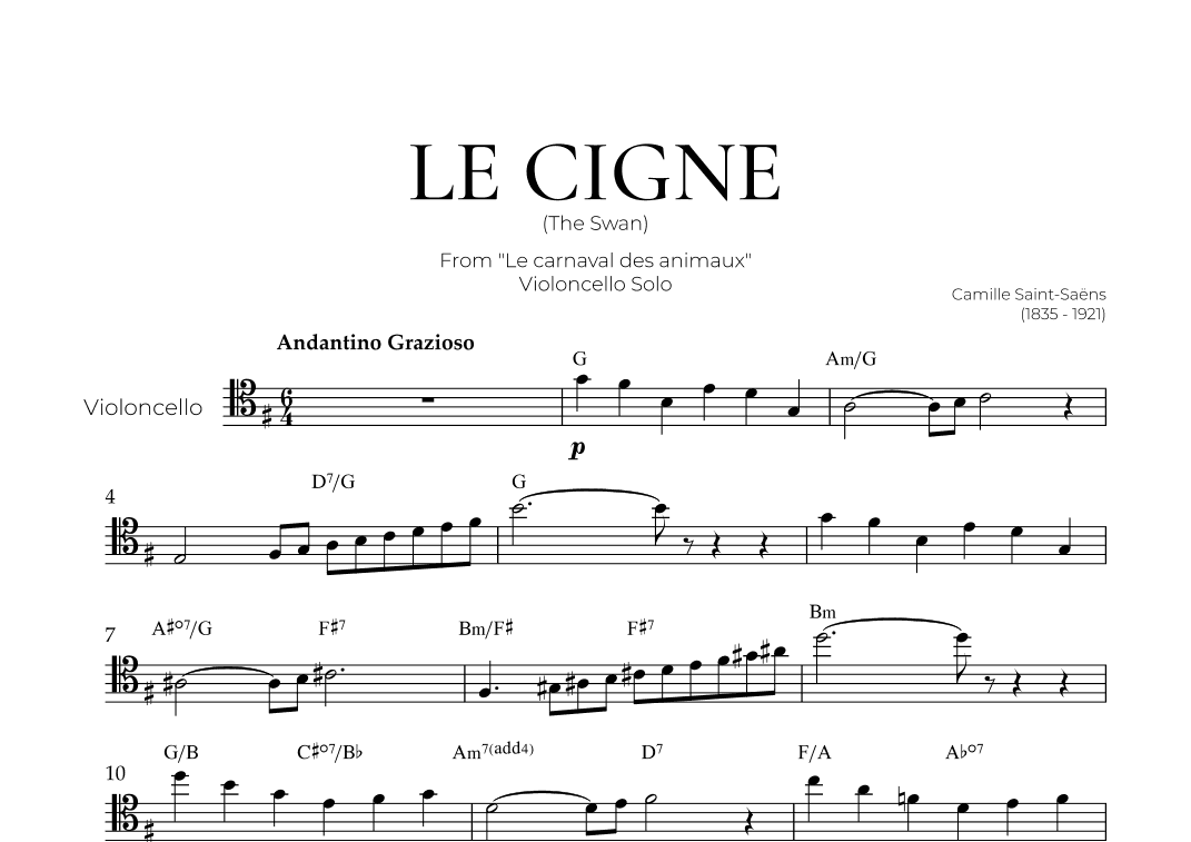 The Swan (Violoncello Solo) - Saint Saens (arr. Pedro Merendi)