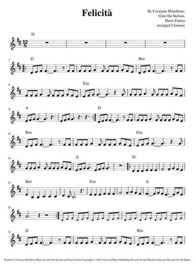 Felicità (arr. Lkmusic)